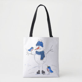 Whimsical Long Legged Snowman Tasche