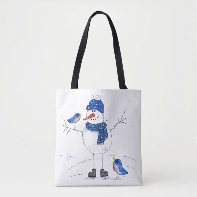 Whimsical Long Legged Snowman Tasche (Vorderseite)