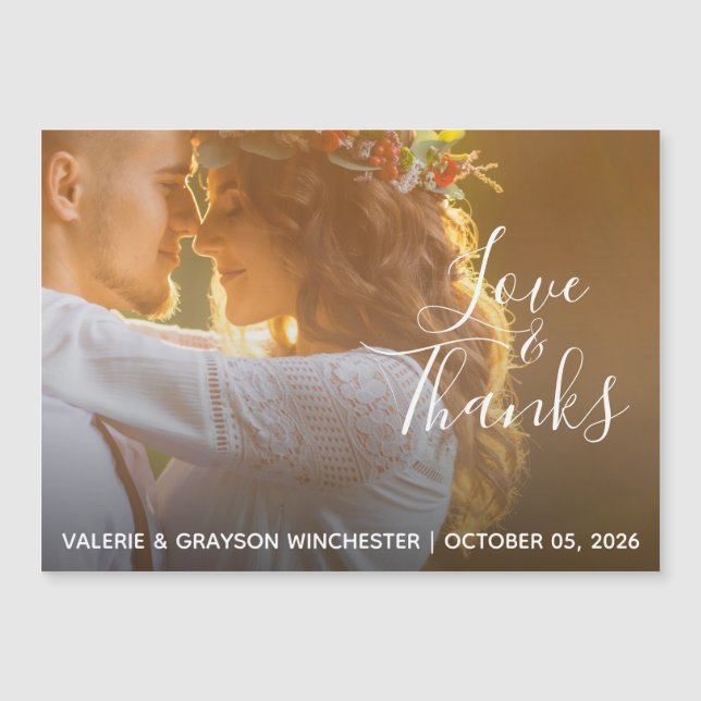 Whimsical Love and Thanks Mariage Photo Magnet (Devant)