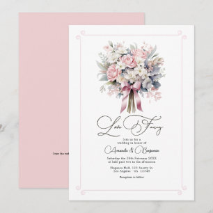 Whimsical Love Fancy Pastell Blumen Hochzeit QR Co Einladung