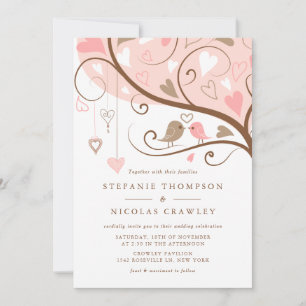 Whimsical Lovebirds Wedding Einladung
