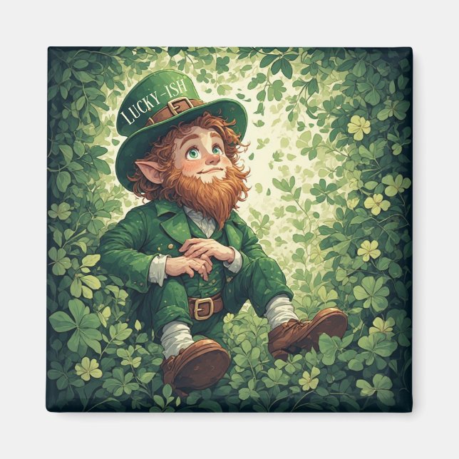 Whimsical Lucky-ish Leprechaun Lush Forest Magical Magnet (Vorne)