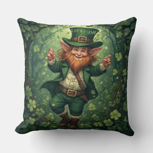 Whimsical Lucky-ish Leprechaun Lush Forest Nursery Kissen (Vorderseite)