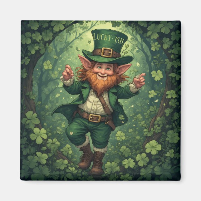 Whimsical Lucky-ish Leprechaun Lush Forest Nursery Magnet (Vorne)