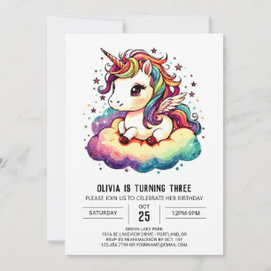 Whimsical Luminous Unicorn Geburtstag Einladung