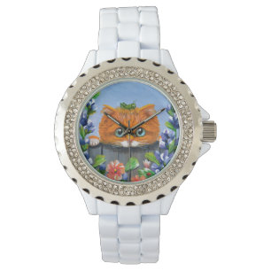 Whimsical lustige orange Tabby-Katze Creationarts Armbanduhr