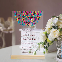 Whimsical Luxus Elfenbein Blumenstrauß Hochzeit Acryleinladungen