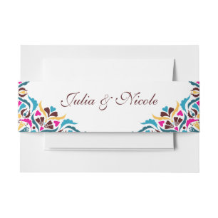 Whimsical Luxus Elfenbein Blumenstrauß Hochzeit Einladungsbanderole