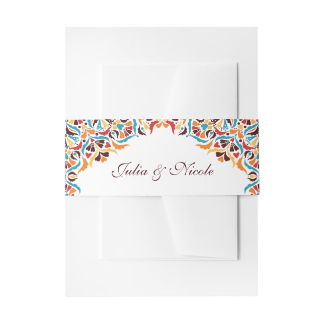Whimsical Luxus Elfenbein Blumenstrauß Hochzeit Einladungsbanderole (Vorderseite Beispiel)