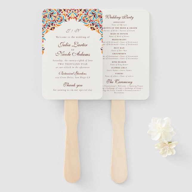 Whimsical Luxus Elfenbein Blumenstrauß Hochzeit Fächer (Vorne und Hinten)