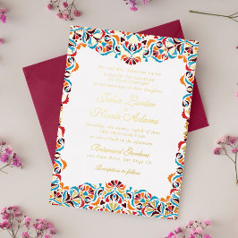 Whimsical Luxus Elfenbein Blumenstrauß Hochzeit Folieneinladung