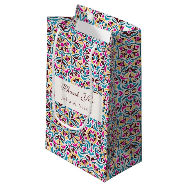 Whimsical Luxus Elfenbein Blumenstrauß Hochzeit Kleine Geschenktüte (Vorderseite Schrägansicht)