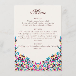 Whimsical Luxus Elfenbein Blumenstrauß Hochzeit Menükarte