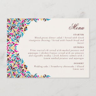 Whimsical Luxus Elfenbein Blumenstrauß Hochzeit Menükarte