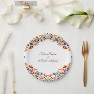 Whimsical Luxus Elfenbein Blumenstrauß Hochzeit Pappteller