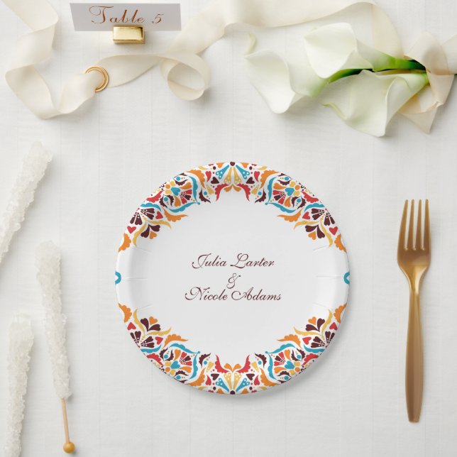 Whimsical Luxus Elfenbein Blumenstrauß Hochzeit Pappteller (Hochzeit)