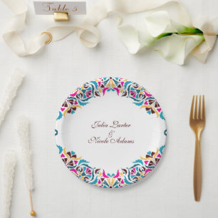 Whimsical Luxus Elfenbein Blumenstrauß Hochzeit Pappteller