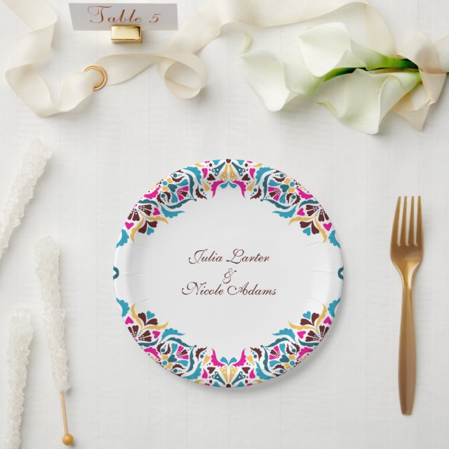 Whimsical Luxus Elfenbein Blumenstrauß Hochzeit Pappteller (Hochzeit)