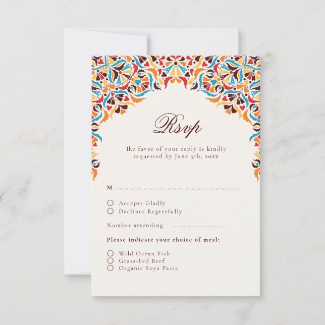 Whimsical Luxus Elfenbein Blumenstrauß Hochzeit RSVP Karte (Vorderseite)