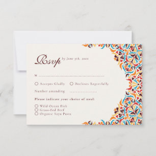 Whimsical Luxus Elfenbein Blumenstrauß Hochzeit RSVP Karte