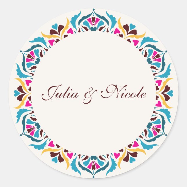 Whimsical Luxus Elfenbein Blumenstrauß Hochzeit Runder Aufkleber (Vorderseite)