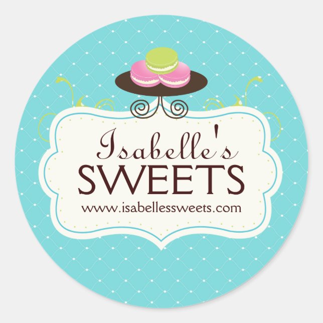 Whimsical Macaron Labels Runder Aufkleber (Vorderseite)