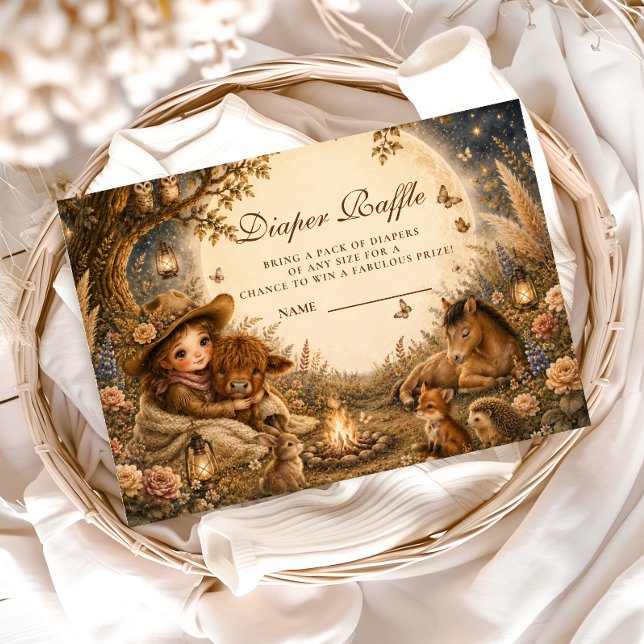 Whimsical Mädchen Western Boho Windel-Raffle Begleitkarte (Von Creator hochgeladen)
