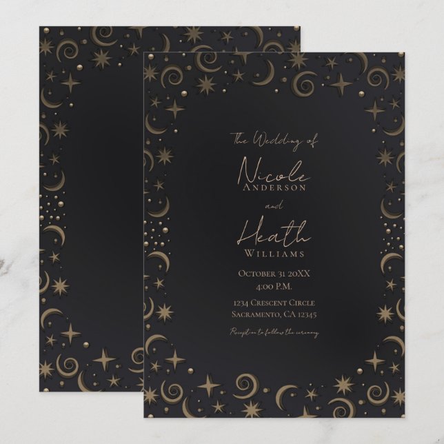 Whimsical Magic Celestis Wirbel Hochzeit Einladung (Vorne/Hinten)