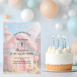 Whimsical Magic House Pink 1st Birthday  Einladung