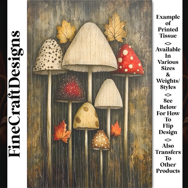 Whimsical Magic Mushrooms & Blätter AW9 Decoupage Seidenpapier (Von Creator hochgeladen)