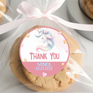 Whimsical Magic Pastel Unicorn Kindergeburtstag da Runder Aufkleber