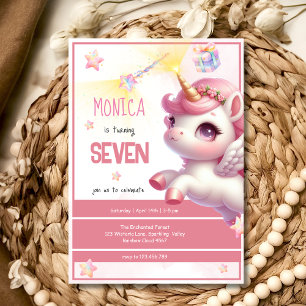Whimsical Magic Pastel Unicorn Kindergeburtstag Einladung