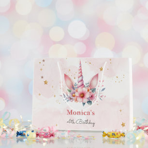 Whimsical magic pink unicorn horn Kindergeburtstag Große Geschenktüte