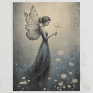 Whimsical Magical Dandelion Fairy Postkarte