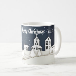 Whimsical Magical Snow Xmas Chic Blue Kaffeetasse