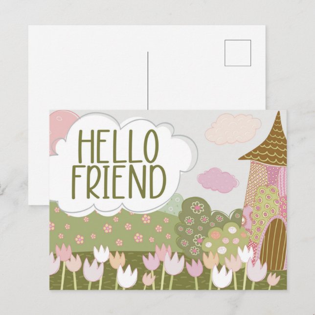 Whimsical Magical Village Garden Postkarte (Vorne/Hinten)