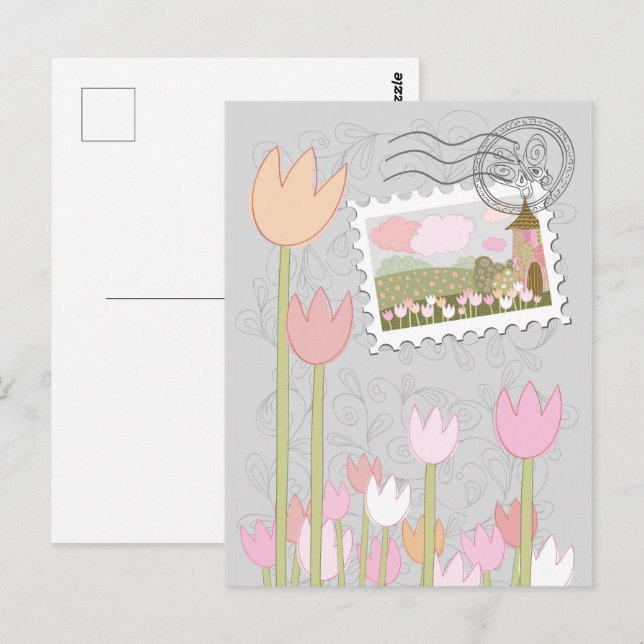 Whimsical Magical Village Garden Postkarte (Vorne/Hinten)
