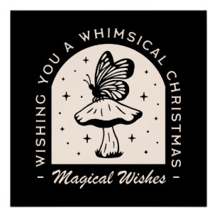 Whimsical Magie Weihnachtshexe wünscht schwarz Poster