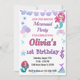 Whimsical Magique Sirène Anniversaire Invitation
