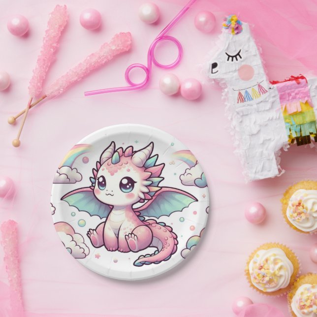 Whimsical Mairytale Dragon Baby Dusche Pappteller (Party)