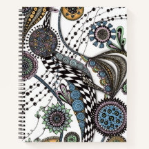 Whimsical Mandala- und Schachbrettband-Spiralnotiz