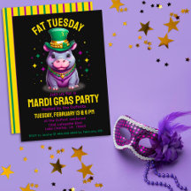 Whimsical Mardi Gras Fat Dienstag Hippo mit Perlen