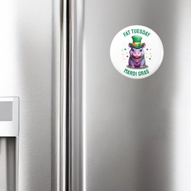 Whimsical Mardi Gras Fat Dienstag Hippo Sticker Magnet (Von Creator hochgeladen)