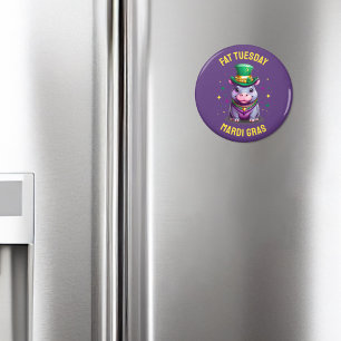 Whimsical Mardi Gras Fat Dienstag Hippo Sticker Magnet
