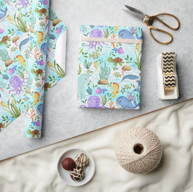 Whimsical Marine Friends - Eine Niedliche Meeresla Geschenkpapier (Basteln)