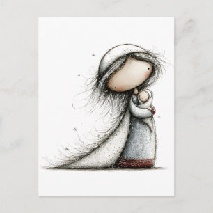 Whimsical Mary und Baby Jesus Weihnachtsgeschichte Postkarte
