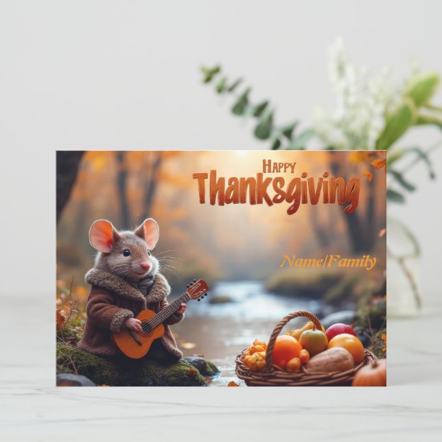 Whimsical Maus – Herbstwald Feiertagskarte (Stehend Vorderseite)