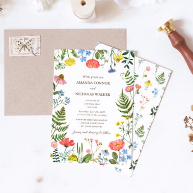 Whimsical Meadow Wildblumen Hochzeitseinladung Einladung (Von Creator hochgeladen)