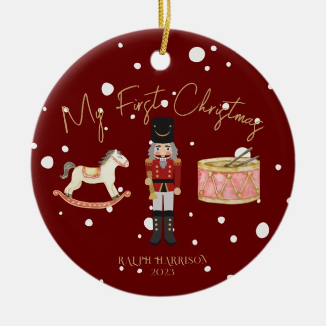 Whimsical Mein erster WeihnachtsNutcracker Kinder  Keramik Ornament (Vorne)