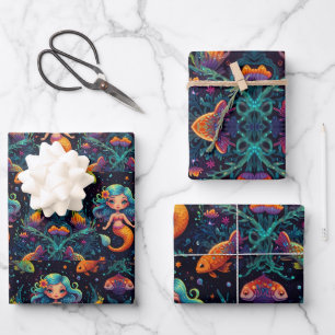 Whimsical Mermaid Dreams - Little Girl Mermaid Geschenkpapier Set